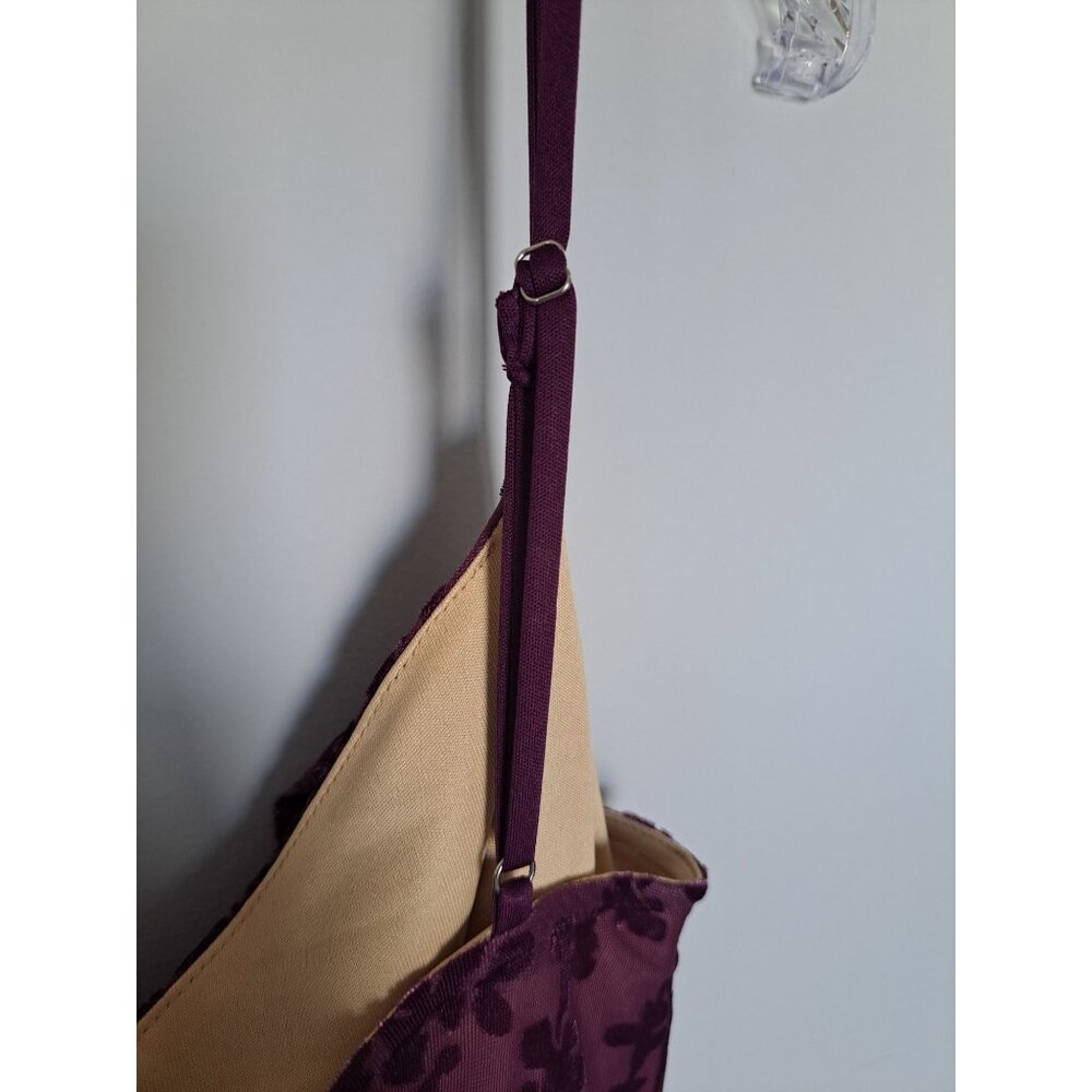 Y2K Purple Velvet Burnout Floral Dress Windsor Cowl Neckline Spaghetti Straps M - Picture 10 of 15